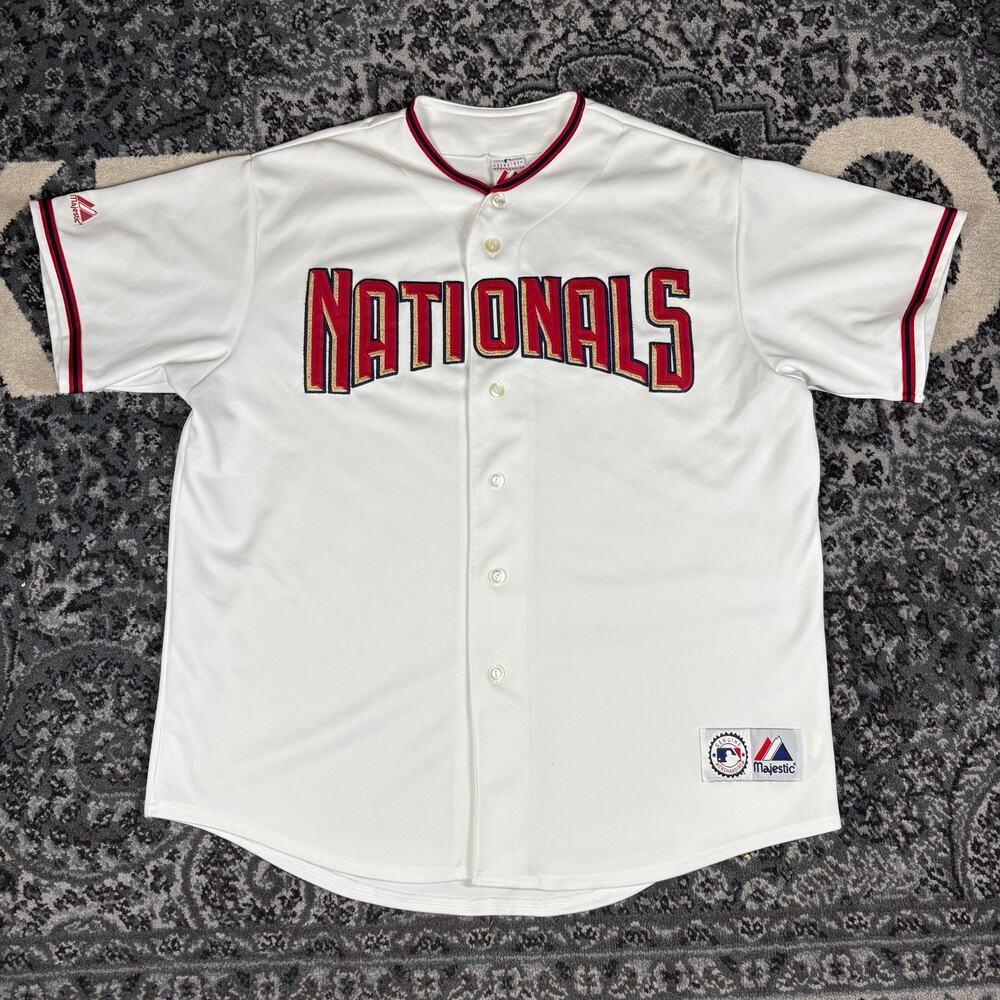 Vintage Y2K Washington Nationals‎ Majestic MLB Jersey Men’s XL-2XL White/Red